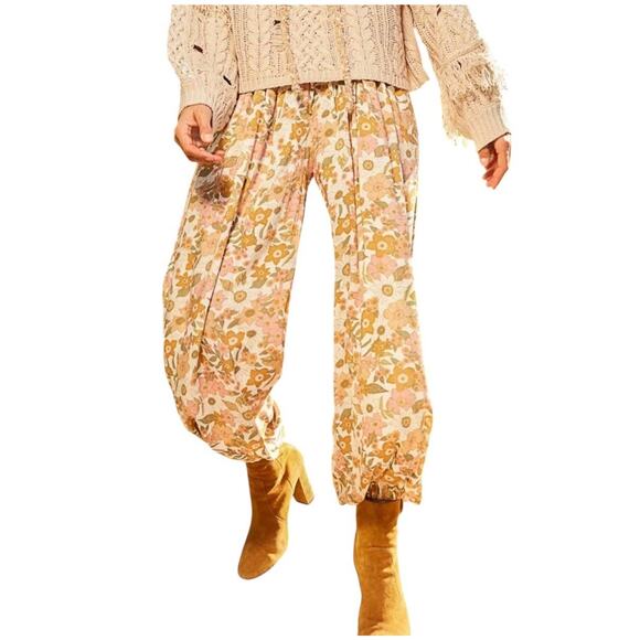 POL Floral Harem Pants SIZE LARGE Womens Pull On Jogger Retro 70s Hippie Prairie - Picture 2 of 13